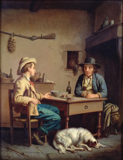 Innenraum einer Bauernhütte, um 1903 von Edouard Amable Onslow